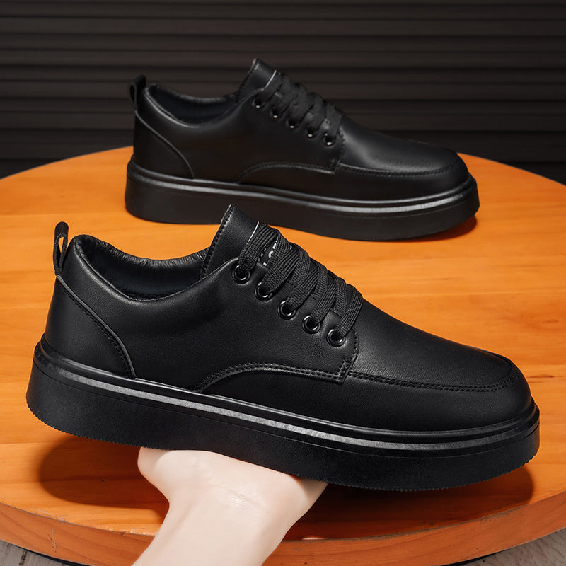 LOEIKAN 2026 New Solid Color Low-Top Versatile Elegant Business Casual Shoes, Comfortable Flat Black and White Trendy Fashion Minimalist Sneakers - ayq