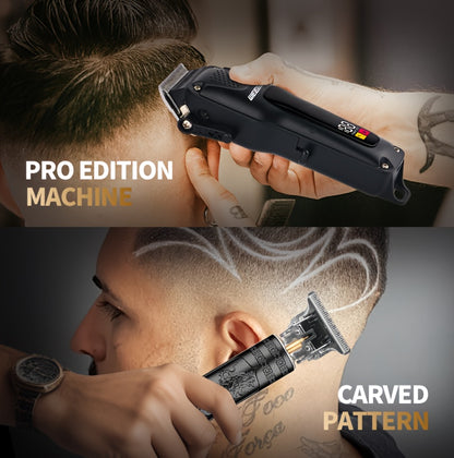 WEEME 2pcs/3pcs Premium Men's Grooming Set Professional Hair Clipper Kit with Cordless Shaver  Beard Trimmer  LCD Display & USB Fast Charge Ideal Gift for Father's Day/Birthday/Anniversary (For Dad/Husband/Groom)