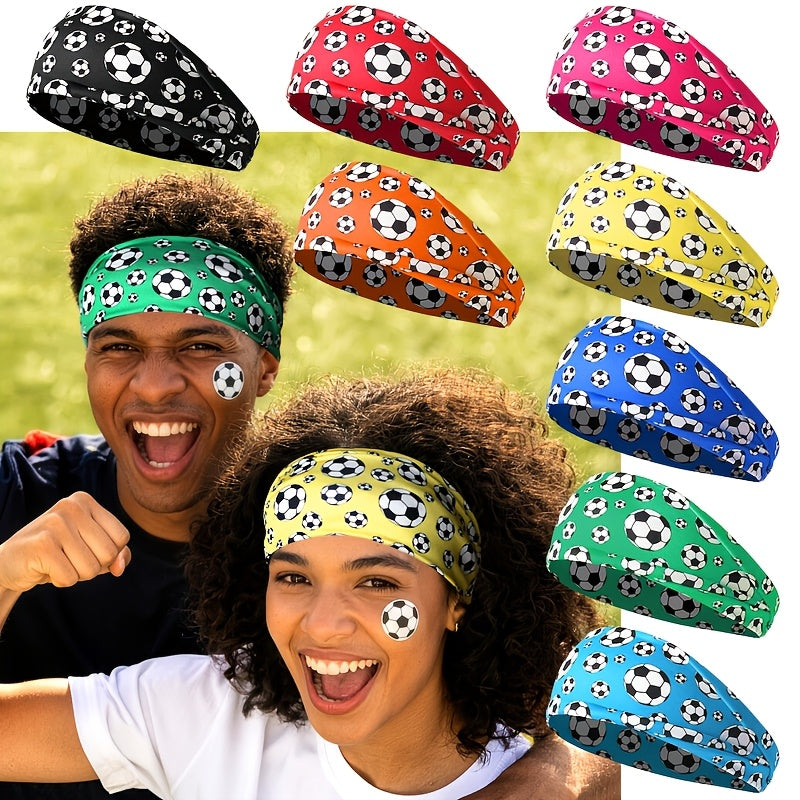Unisex Elastic Soccer Print Headband for Training & Casual Wear