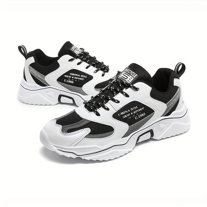 Men's Trendy Chunky Shoes, Comfy Non Slip Lace Up Casual Soft Sole Sneakers For Men's Outdoor Activities