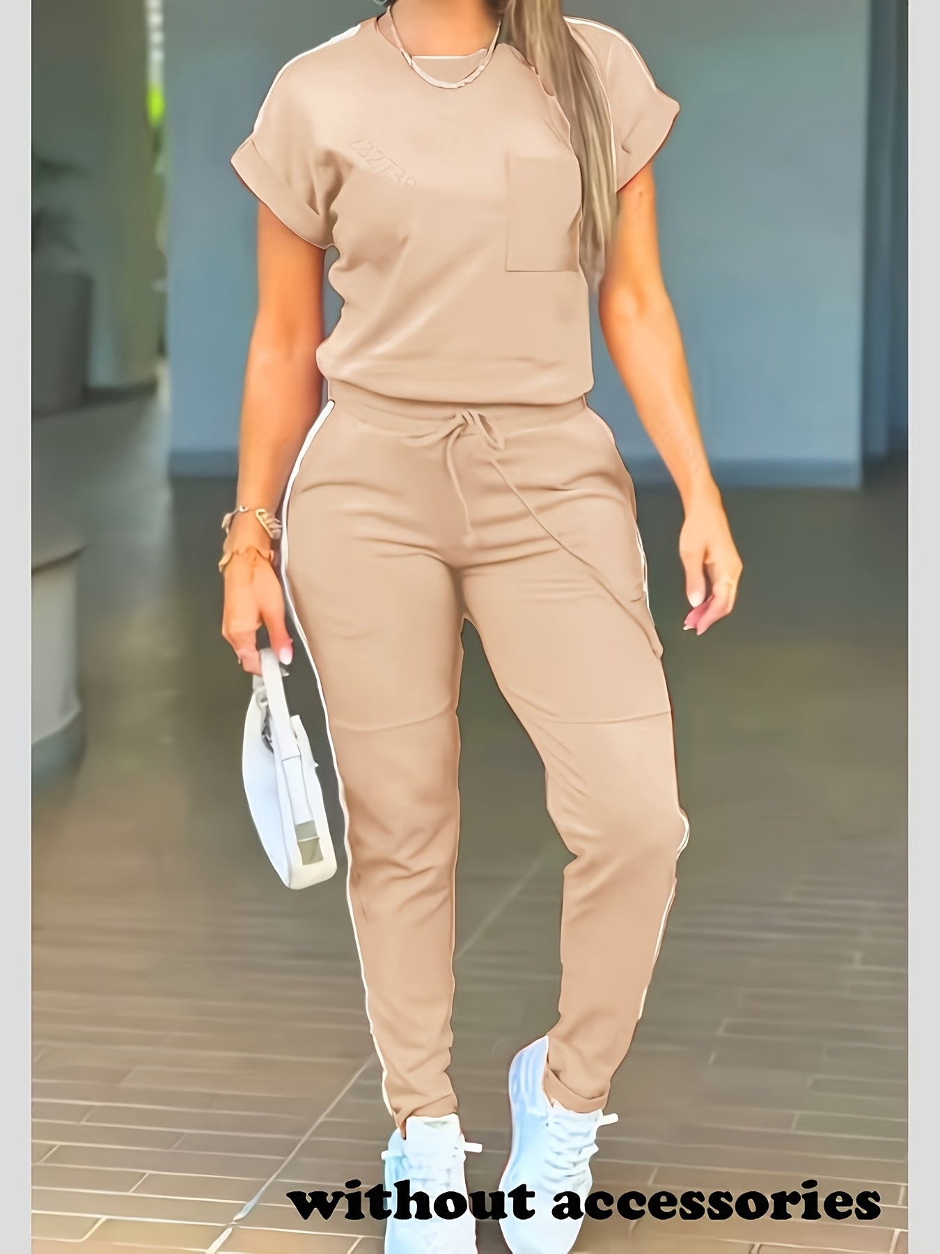 Women'S Casual Solid Color Patchwork Outfit for Spring And Summer