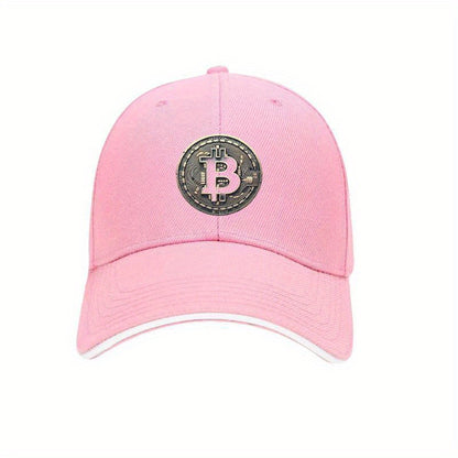 [Adventure Ready] Adjustable Bitcoin Logo Baseball Cap - Lightweight, Soft Polyester Dad Hat with White Accents, Ideal for Outdoor Activities, Fit, Outdoor Headwear | Sleek Cap Design | Durable Headgear