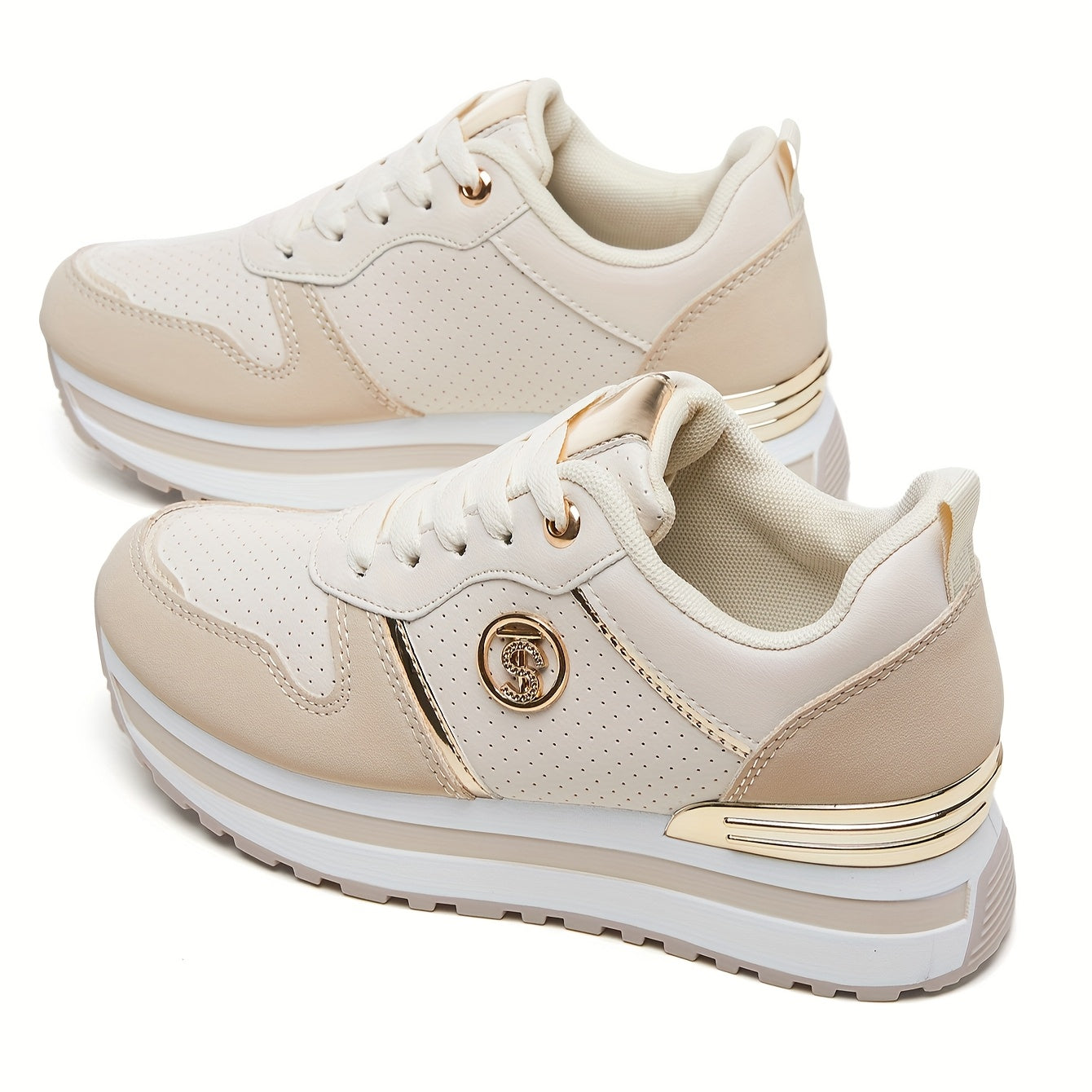 Women's Lightweight Lace-Up Platform Sneakers with Anti-Slip Sole
