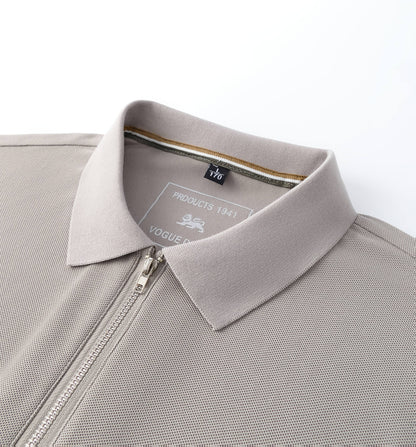 New Stylish Short-Sleeve Polo Shirt with a Zipper, a Breathable Business Fashion Tee, Featuring High-End Embroidery on The Sleeves And an Exquisite Design on The Back - ayq