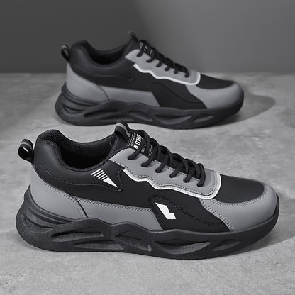 Men's Retro Sporty Casual Sneakers - Low-Top Breathable PU Upper, Cushioned EVA Insole  Durable PVC Outsole - All-Season Comfort for Daily Wear, Running  Casual Outings - Black