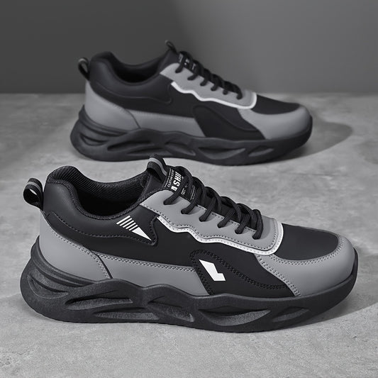 Men's Retro Sporty Casual Sneakers - Low-Top Breathable PU Upper, Cushioned EVA Insole  Durable PVC Outsole - All-Season Comfort for Daily Wear, Running  Casual Outings - Black