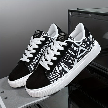 Women's Casual Skate Shoes Geometric Pattern Random Print Versatile, Lightweight Anti-Slip Outdoor Sports Daily Wear Walking Sneakers