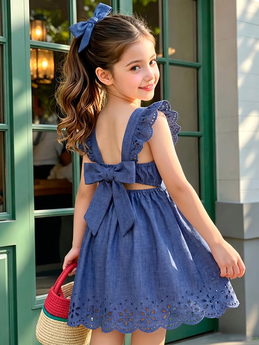 Girls' Elegant Summer Bodycon Dress with Ruffled Sleeves