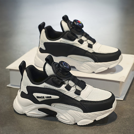 Youngsters' Rotating Buckle Sneakers - Comfortable Sneakers with Mesh Upper, Breathable Design, and Durable EVA Sole for Boys and Girls, Perfect for Casual Wear and Running, Girls Shoes