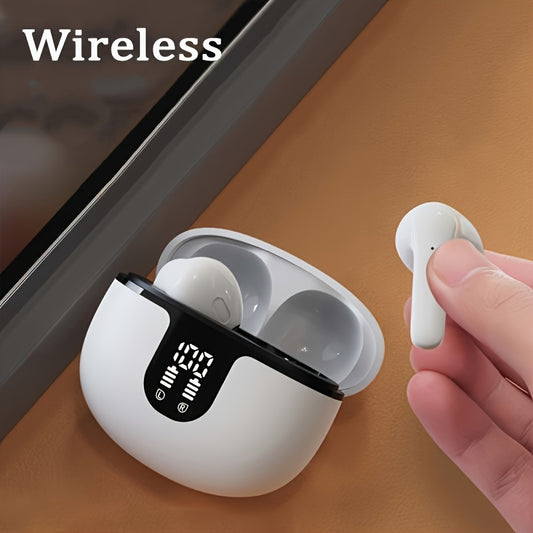 High-Fidelity Sound Quality with Deep Noise Cancellation, Seamless Connectivity, Volume Control, Open-Back Design, Compatible with Tablets - Wireless Sports Earbuds with LED Digital Display, Long Battery Life, Touch Operation