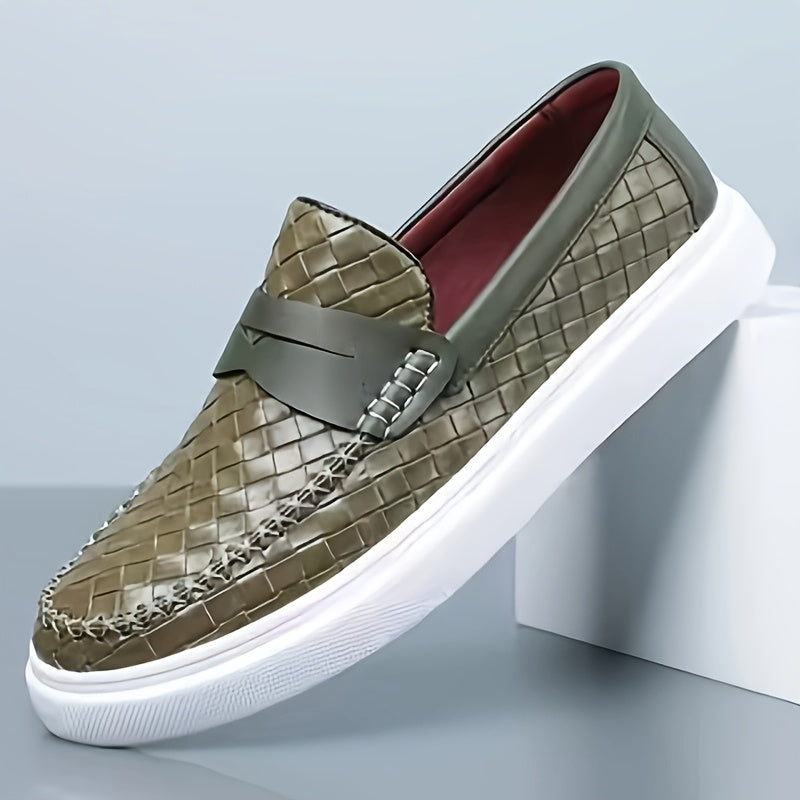 Men's Casual Slip-On Oxford Shoes with Thick Rubber Sole