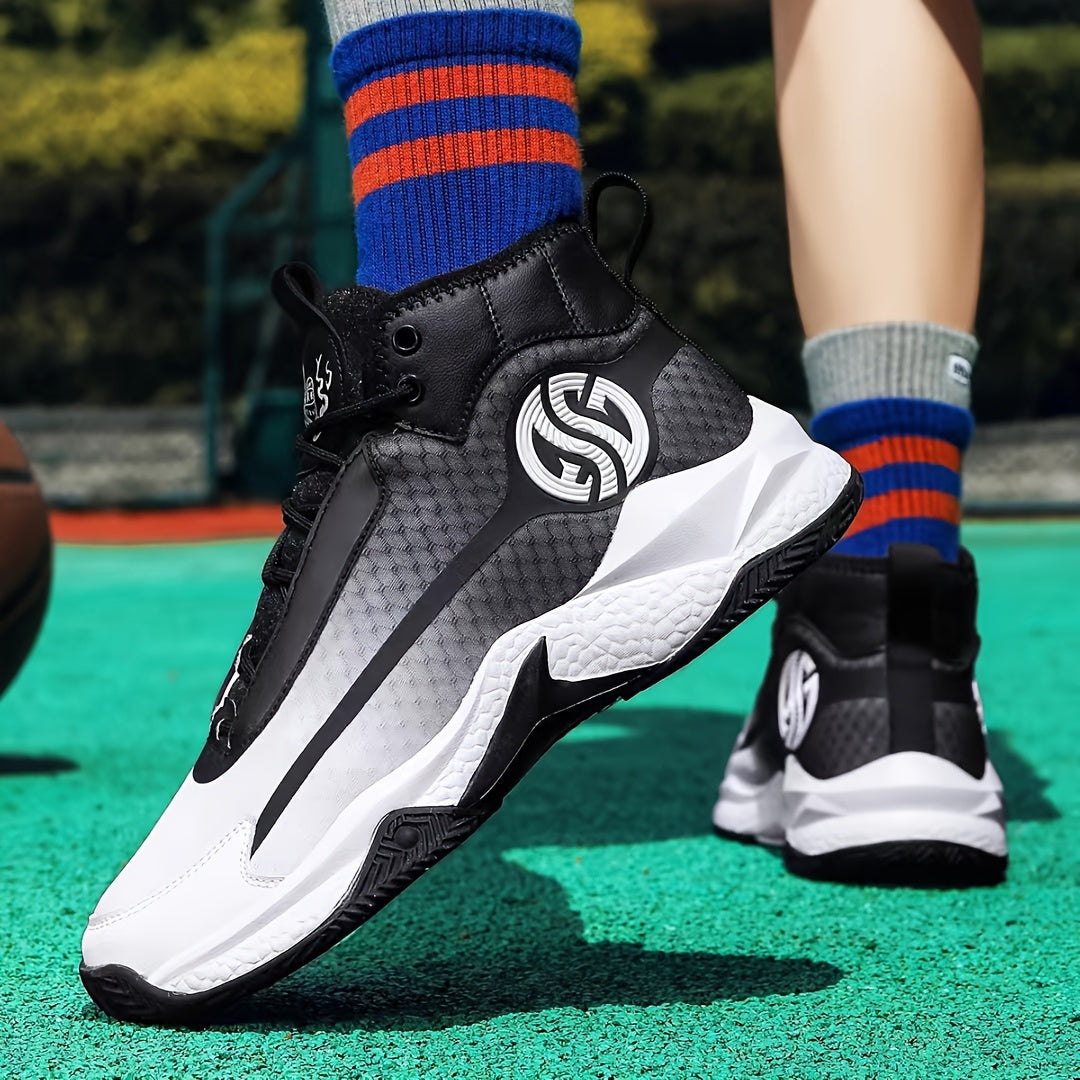 Unisex Fashion Sports Sneakers - Casual Street Athletic Running Shoes with Breathable Fabric Upper, Mid Top Lace-Up, Rubber EVA Sole, All-Season Comfort, Round Toe for Training  Basketball