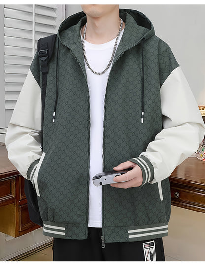 Men's Casual Hooded Windproof Jacket for Spring and Fall