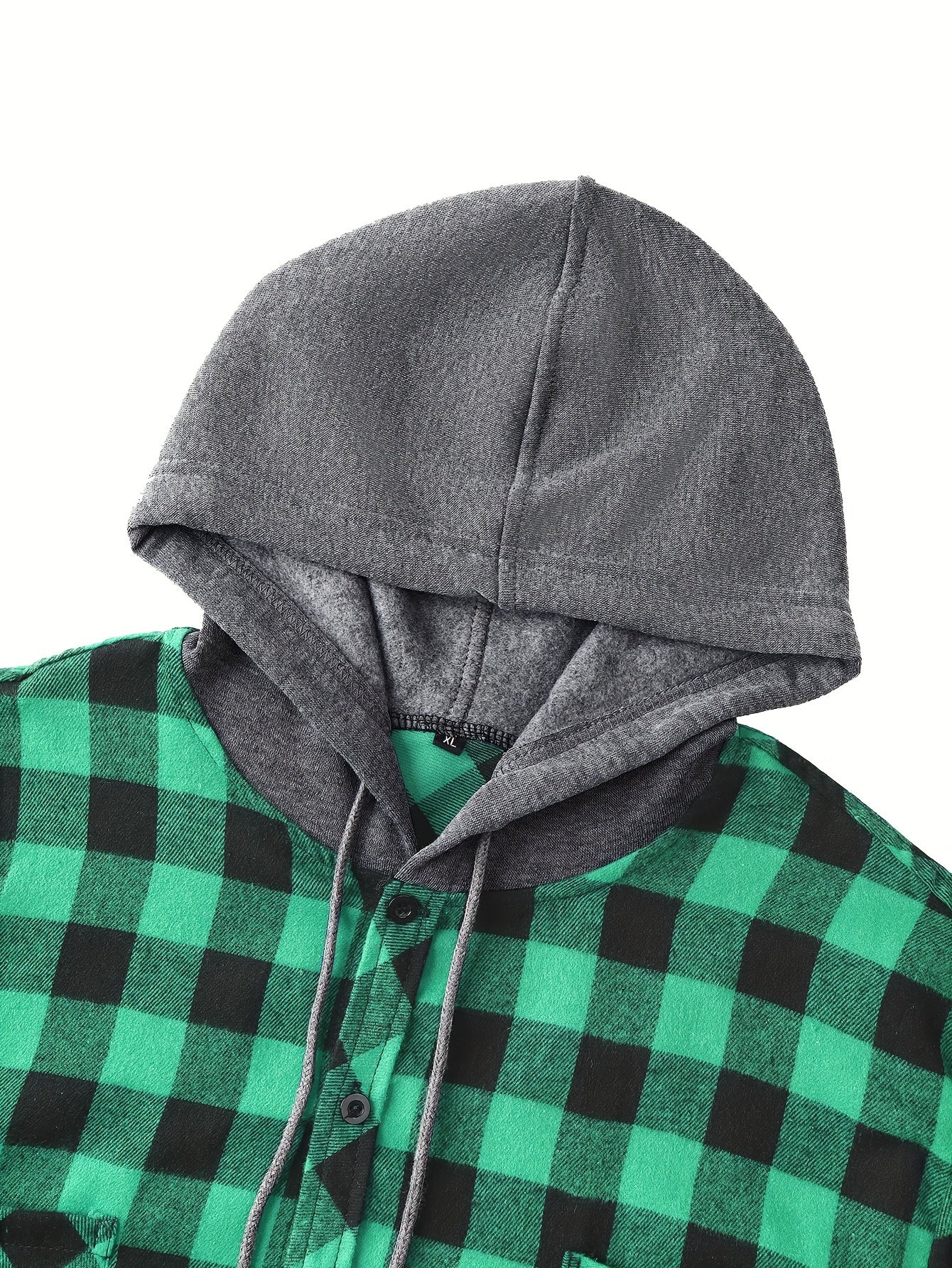 Plaid Shirt Coat For Men Long Sleeve Casual Regular Fit Button Up Hooded Shirts Jacket