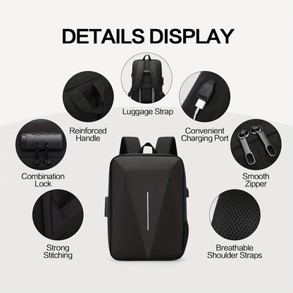 Durable Build, Business Style Laptop Backpack with Anti-Theft Design, Adjustable Shoulder Straps, Multiple Compartments, Zipper Closure  PVC Lining - Black, Secure Laptop Storage   Sleek Backpack Design   Sturdy Zipper Closu