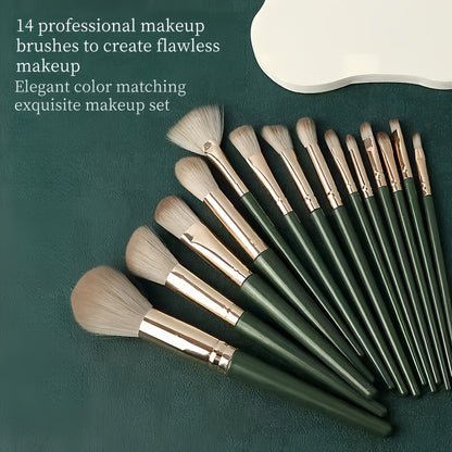 14-Piece Professional Makeup Brush Set with Hypoallergenic Nylon Brist