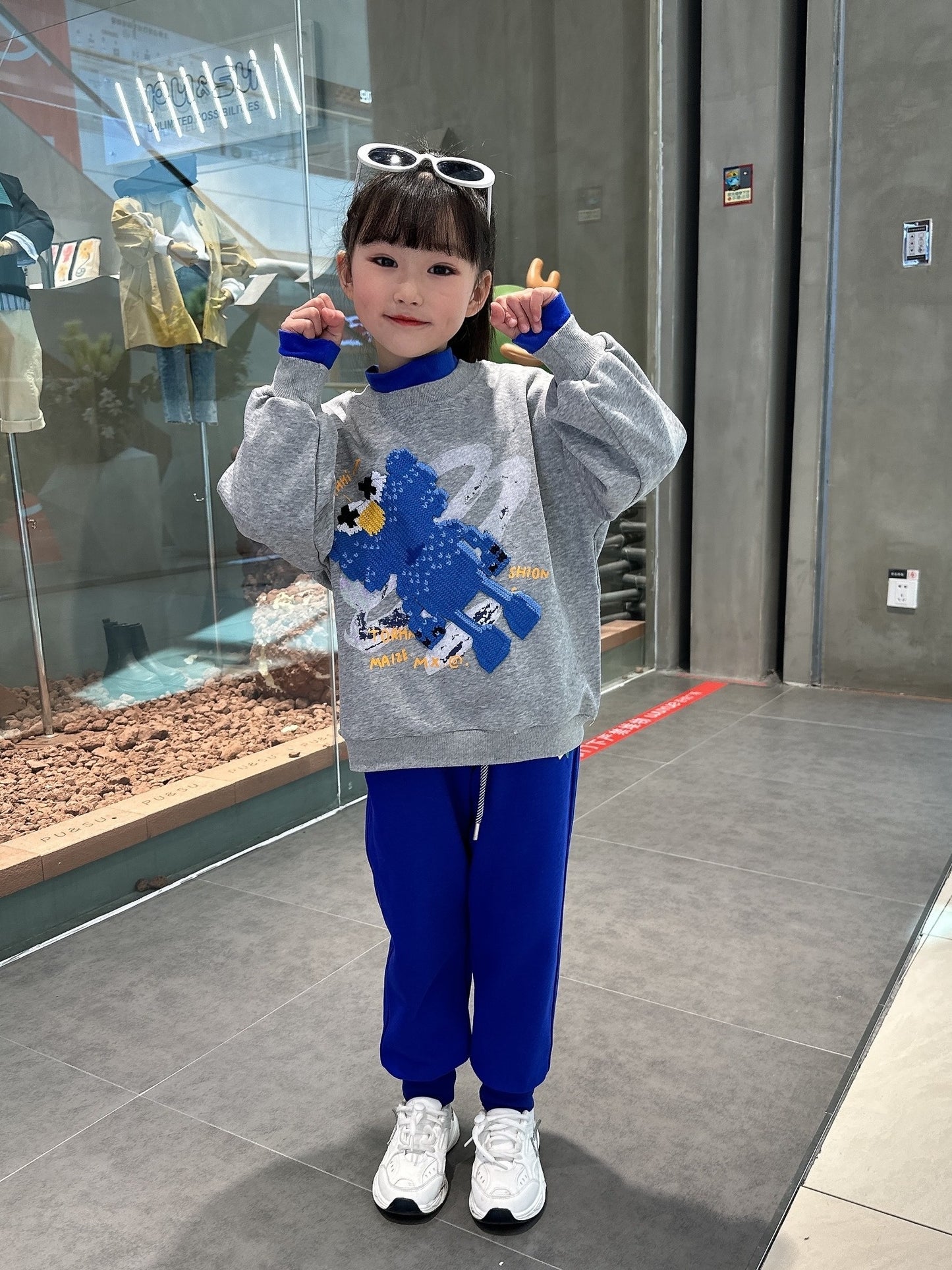 Girls' Casual Cotton Sweatshirt & Pants Set for Fall-Winter