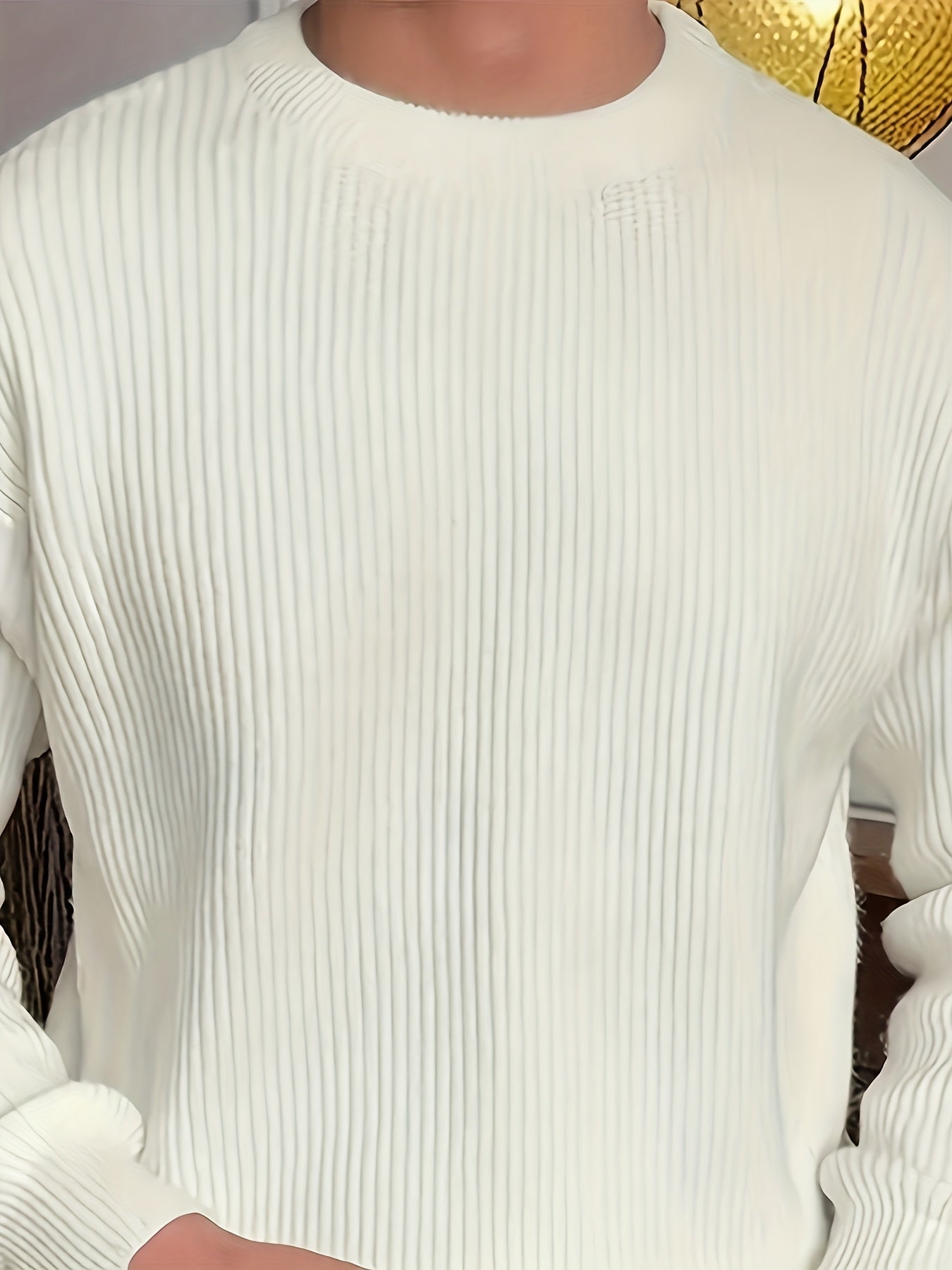 Men's Simple Fashion Solid Color Long Sleeve Sweater Suitable for Autumn and Winter Versatile Base Layer Knit Shirt