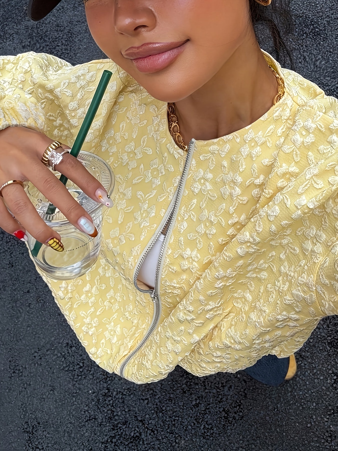 Solid Color Zip-Up Casual Jacket