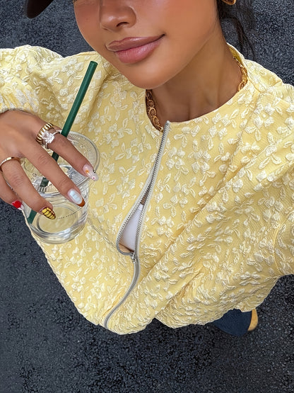 Solid Color Zip-Up Casual Jacket