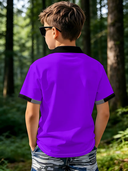 Boys' Casual Loose Fit Printed Polyester Shirt for Summer