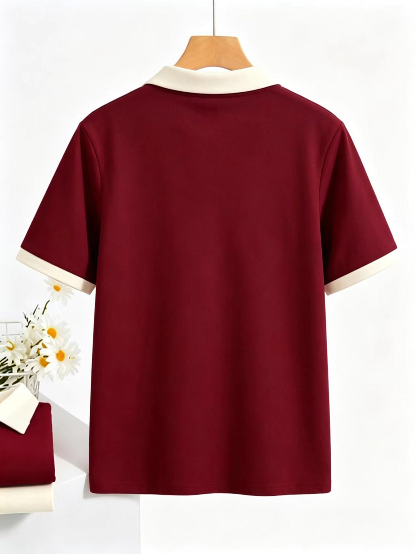 Women's Casual Loose-Fit Polo T-Shirt in Solid Colors