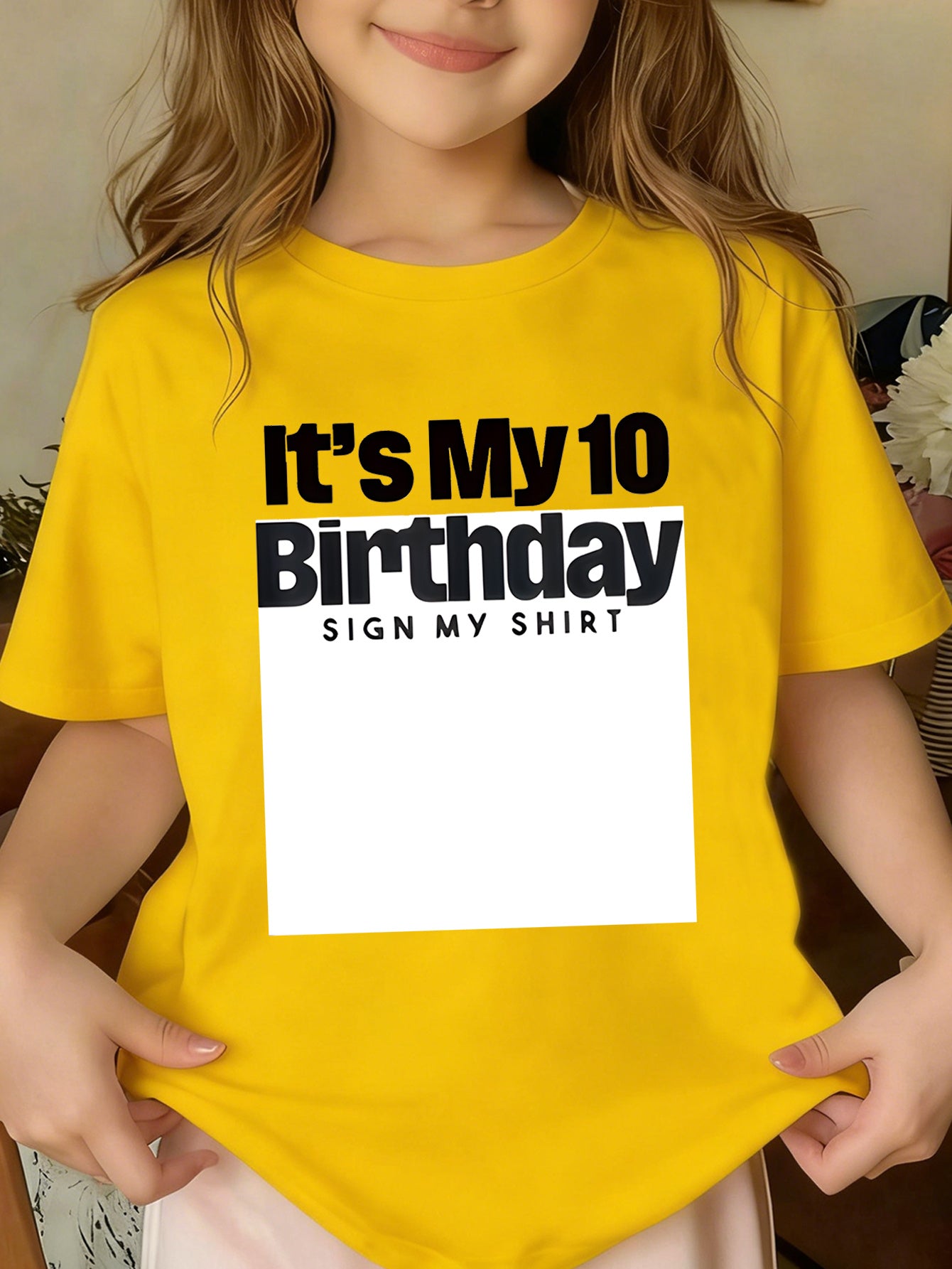 Girls' 10th Birthday Short Sleeve Cotton T-Shirt Casual Style