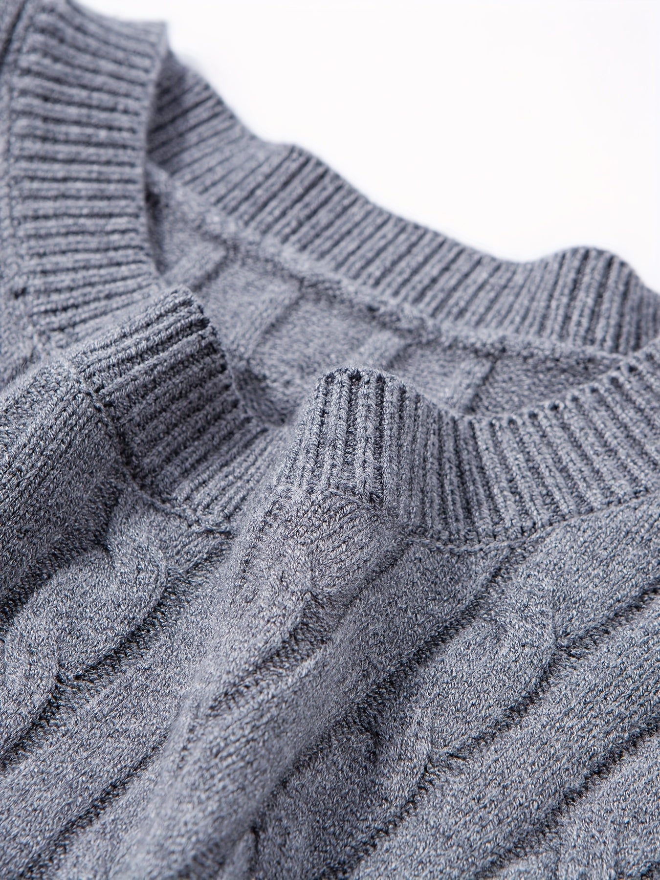 Men's Thick Winter Knit Sweater - High-Elastic Breathable Round Neck Pullover with Cross-Over Collar & Asymmetric Hem, Warm Casual Sweater for Fall/Winter, Machine Washable (Suitable for Daily Wear, Parties, Skiing) - Non- So