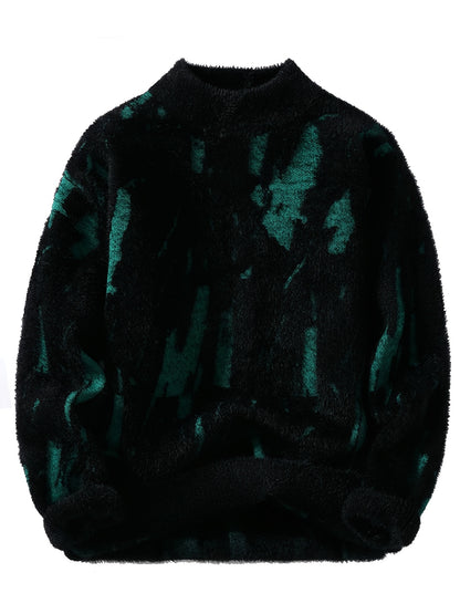 Men'S Soft Knit Sweater | Crew Neck, Thickened, Warm, Casual Style, Color Block Pattern, Fall/Winter Season, Regular Fit for Teen