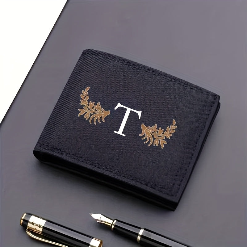 26 Letter Print Canvas Short Wallet - Open Bifold Wallet for Business and Casual Use, Perfect Gift for Men, Casual Wallet | Men's Wallet | Canvas Material