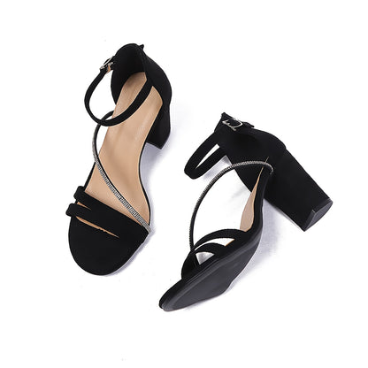 Elegant Korean Style High Heel Sandals with Rhinestones