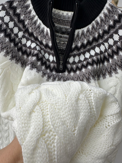 Men's Sweater - Fair Isle Pattern Sweater, Long Sleeve Pullover, Suitable for Autumn and Winter, Medium Stretch Knit Sweater, Suitable for Casual and Formal Occasions, Cold-Resistant, Comfortable and Warm