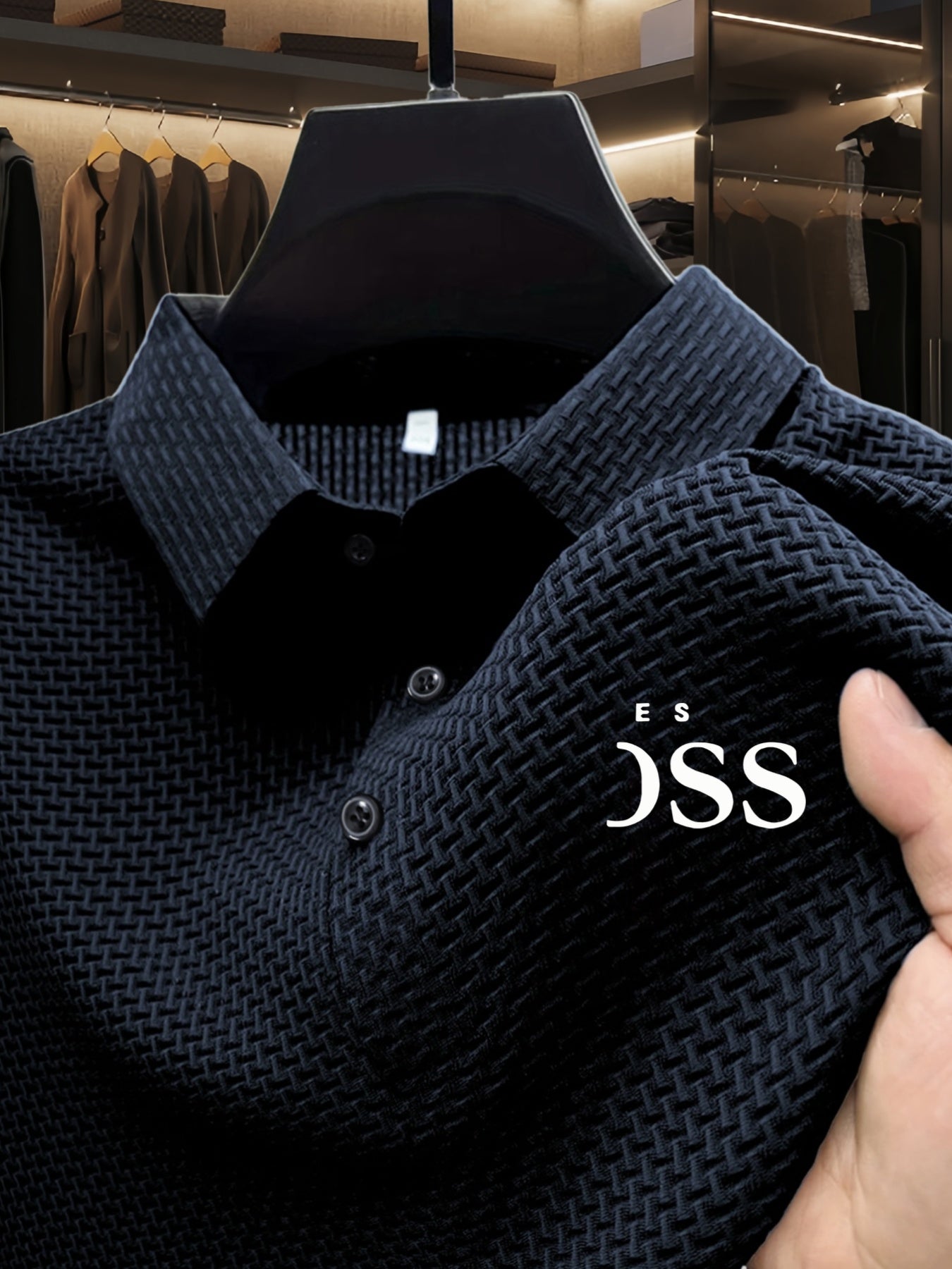 Men'S Summer Short Sleeve Polo Shirt, Soft Logo Fabric, Breathable Lightweight Casual Business Casual, Geometric Pattern, Lapel Collar, Medium Stretch, Regular Fit, Button Detail, Outdoor and Office Wear, Comfortable Everyday - ayq