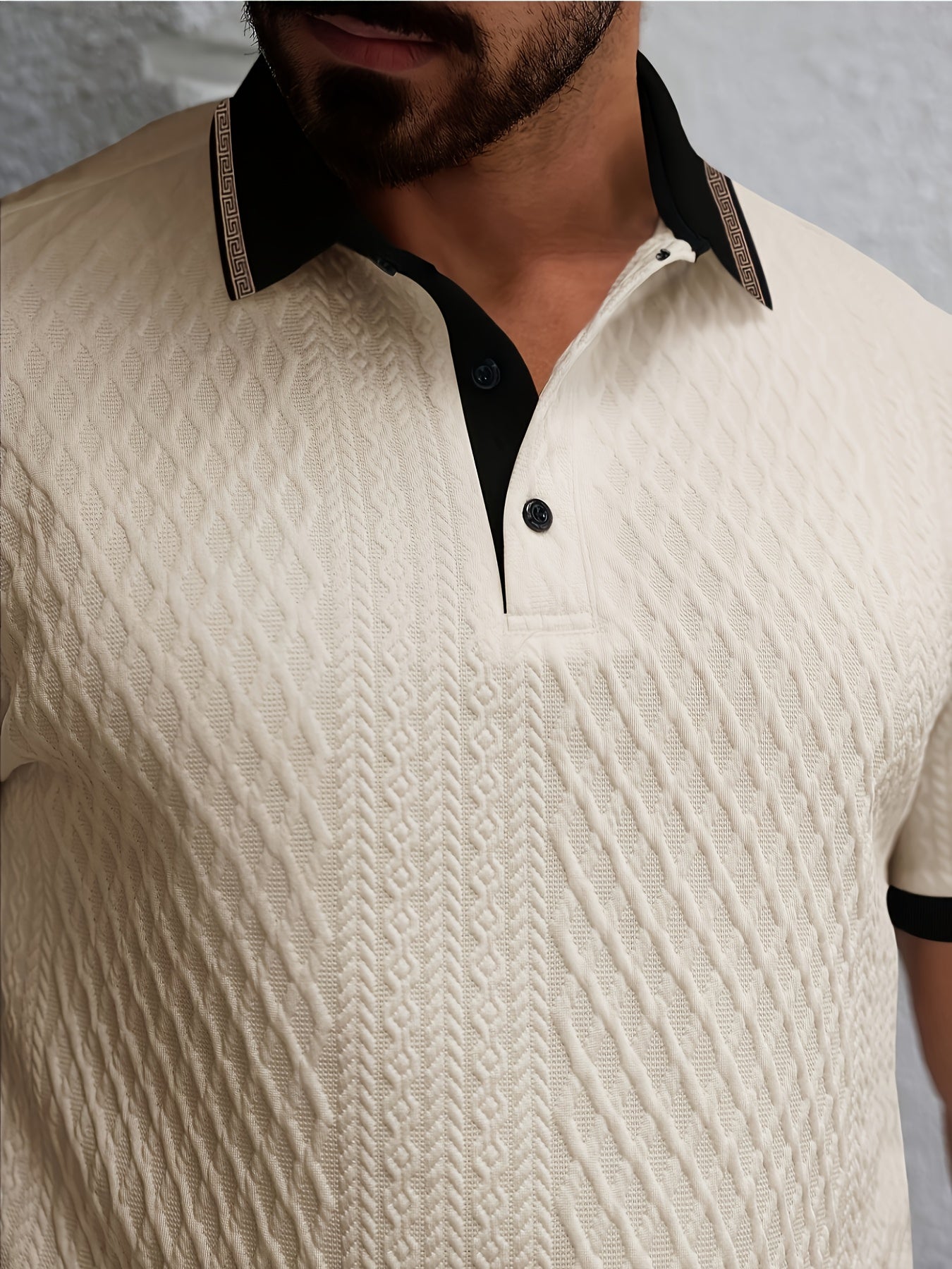 Men'S New Color-Blocked Polo Shirts Are Selling Well, Featuring a Jacquard Collar Design, Soft Textured Fabric, Perfect for Outdoor Casual Business, Breathable Polo Shirts, And Golf Shirts - ayq