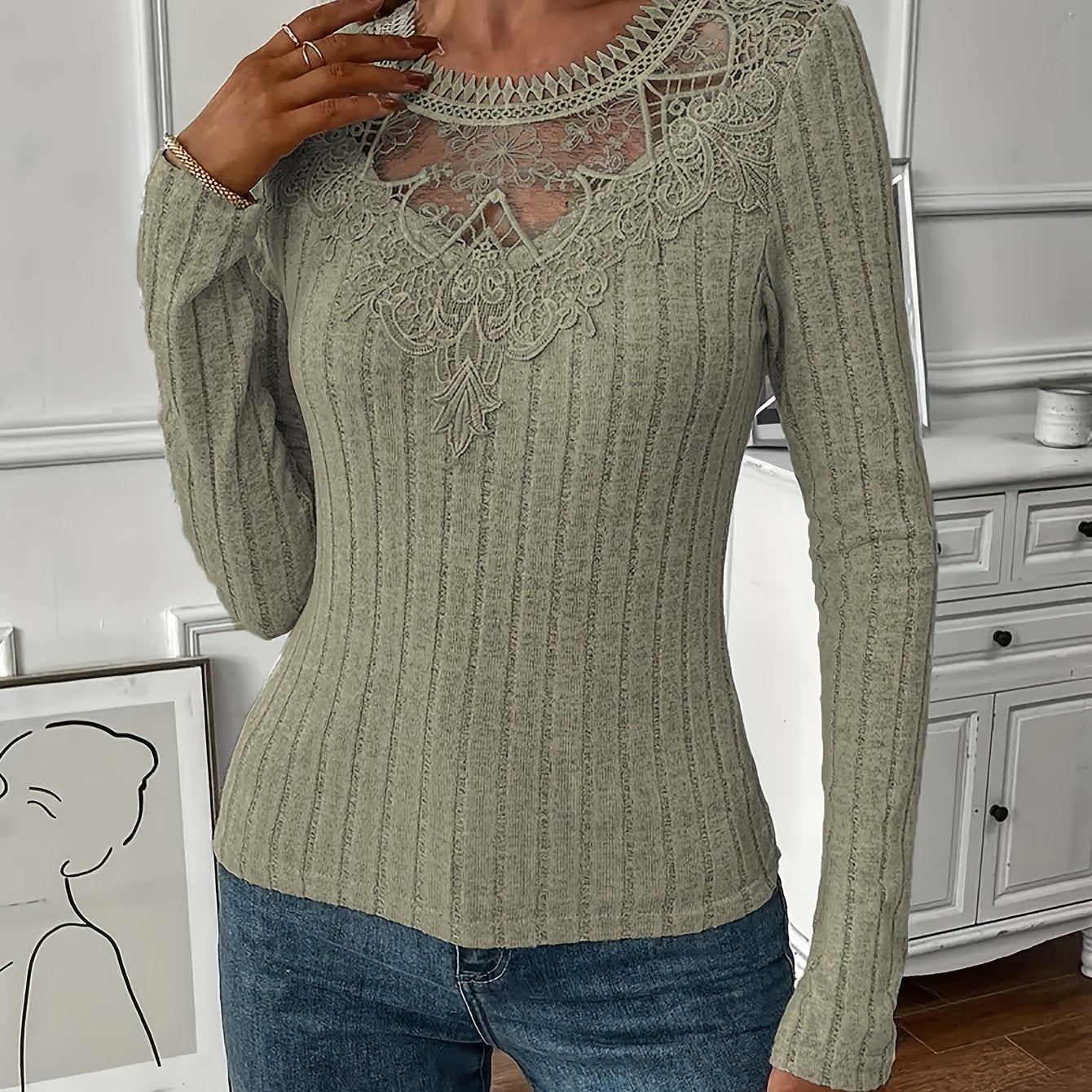 Directional Women'S French Lace Long Sleeve T-Shirt
