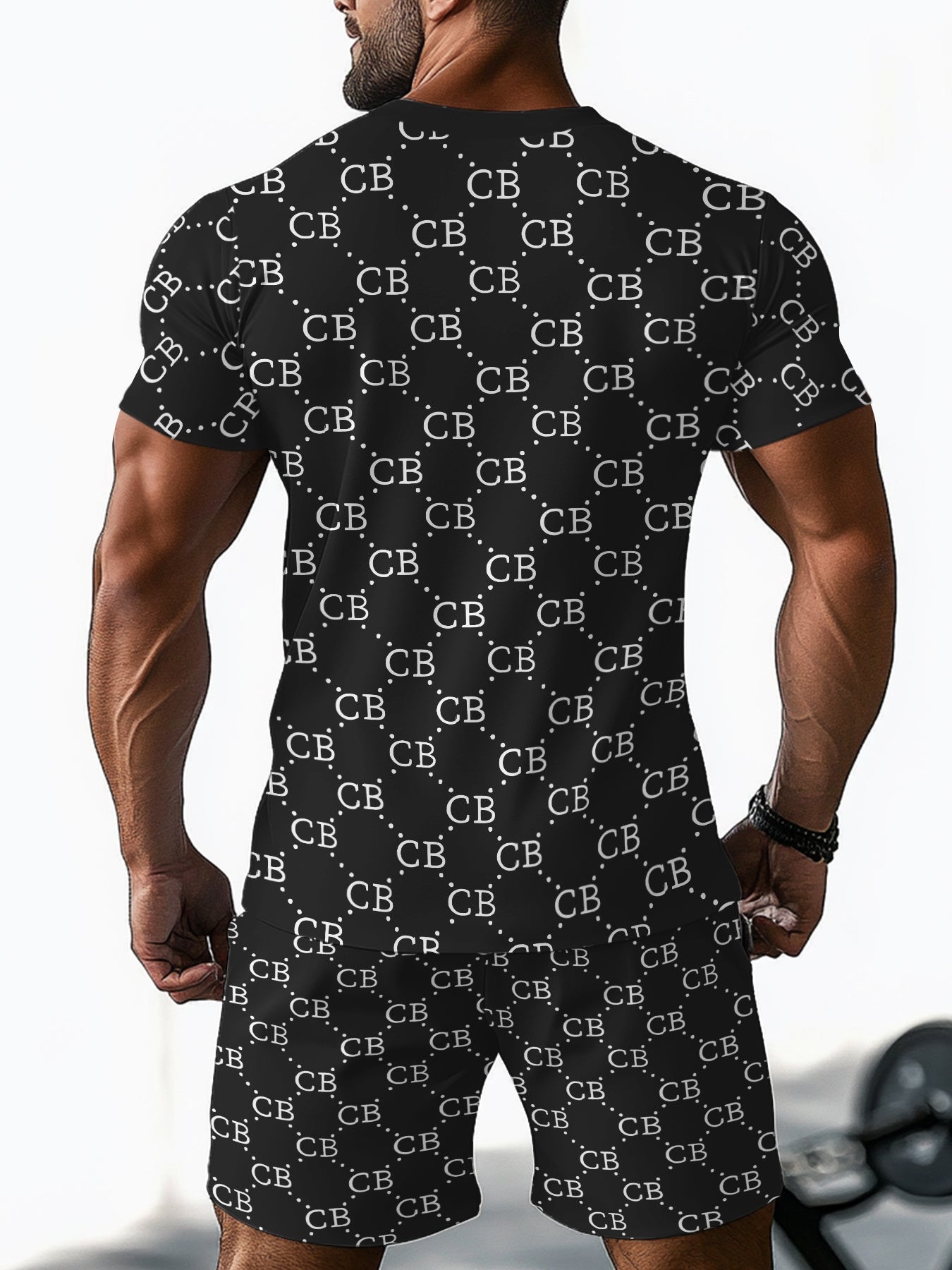 Casual Sports Suit Breathable Outdoor Casual Men's T-shirt and Five-Pants Set Summer 3D Printing Set for Adult Men