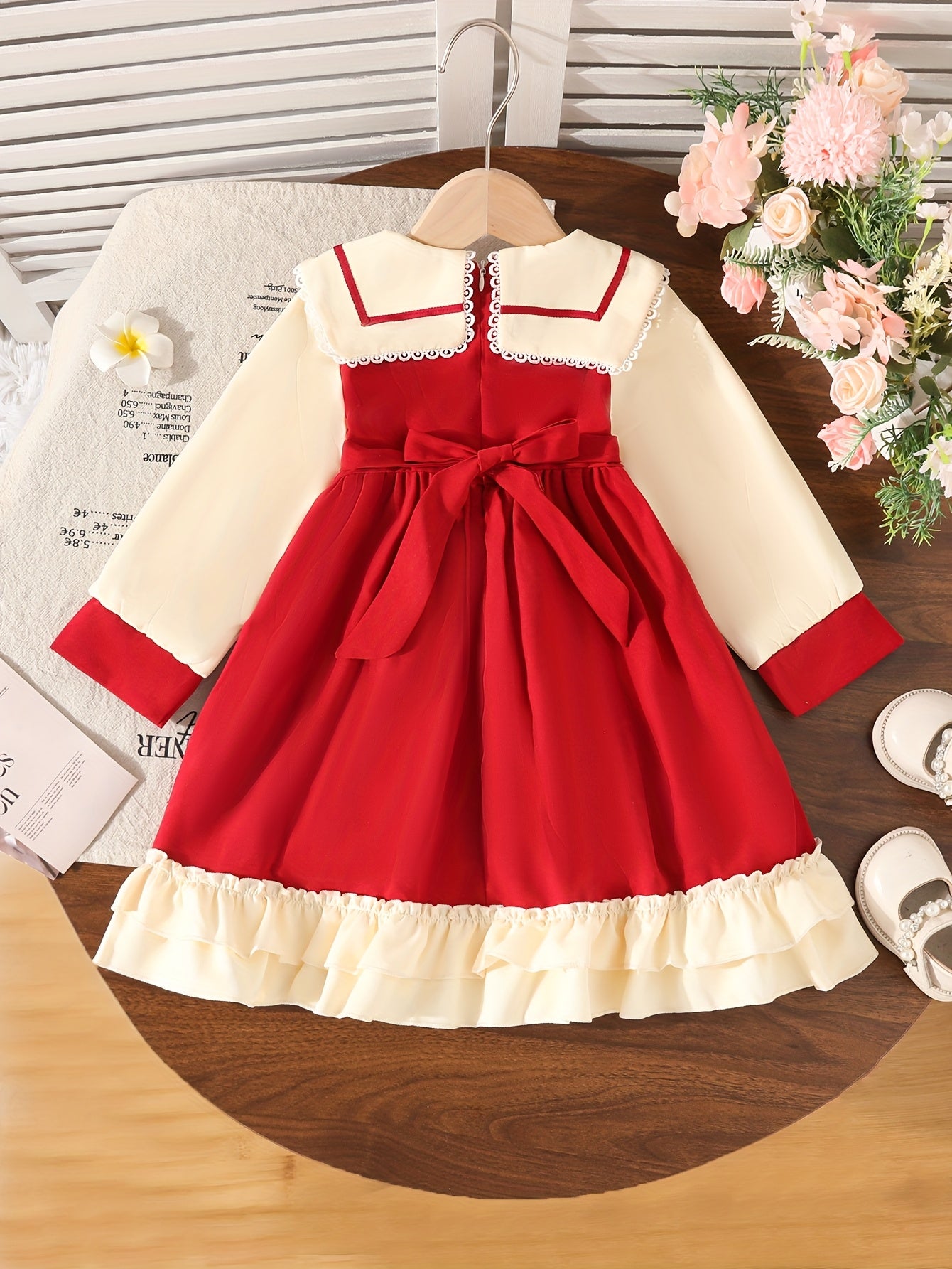 Loleta Girls' Princess Dress with Fleece Lining, Winter Maid for Little Girls, Party Outfit in College Style