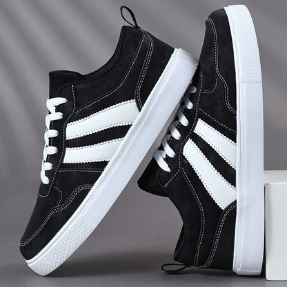 Men's Striped Low-Top Casual Sneakers with Soft EVA Sole