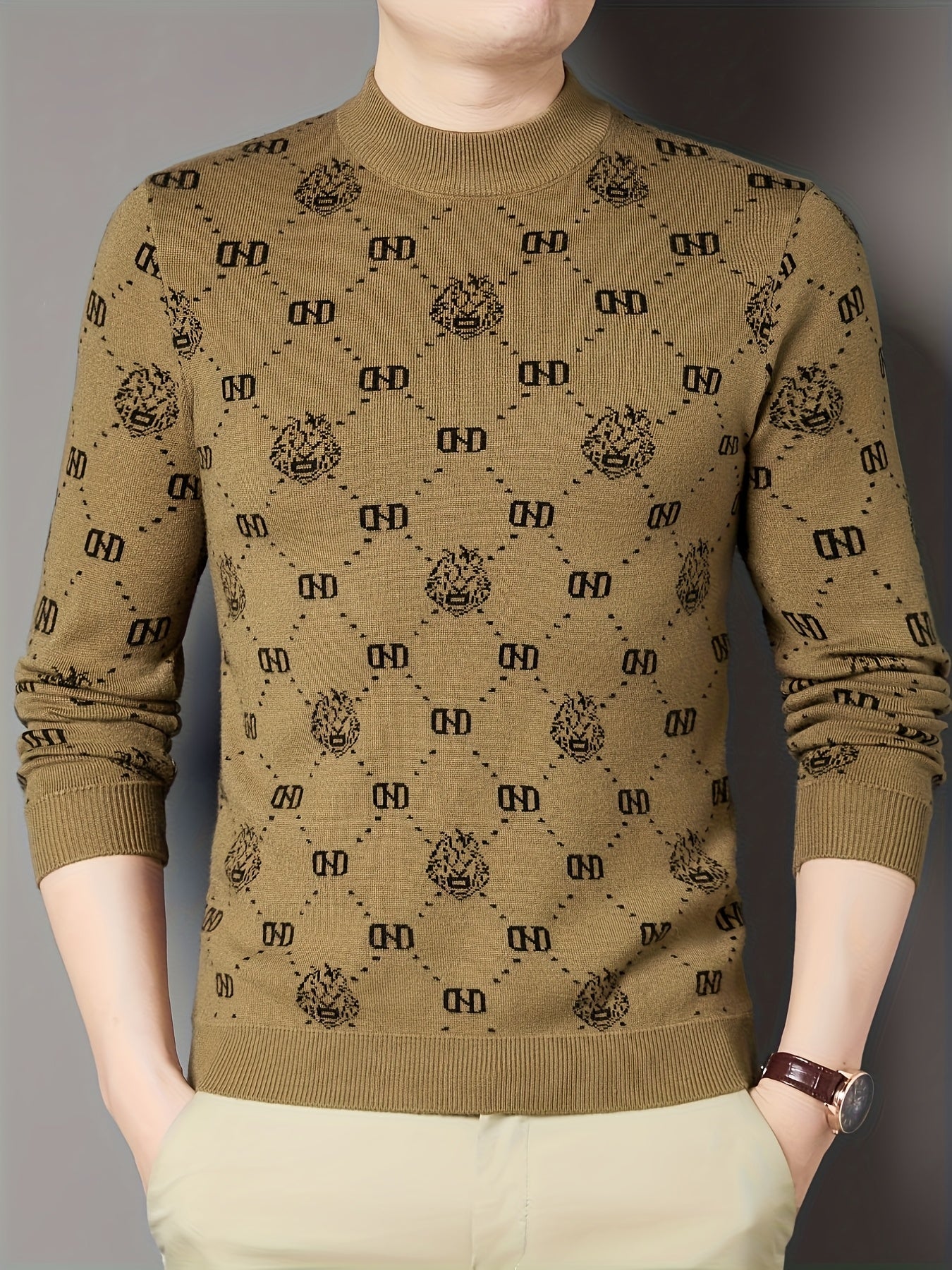 New Men'S Long-Sleeve Knitted Pullover for Autumn And Winter, Featuring Decorative Patterns on a Round-Neck Sweater. It'S a Casual And Stylish Piece That Pairs Well with Various Outfits, Perfect for Daily Wear During The Fall