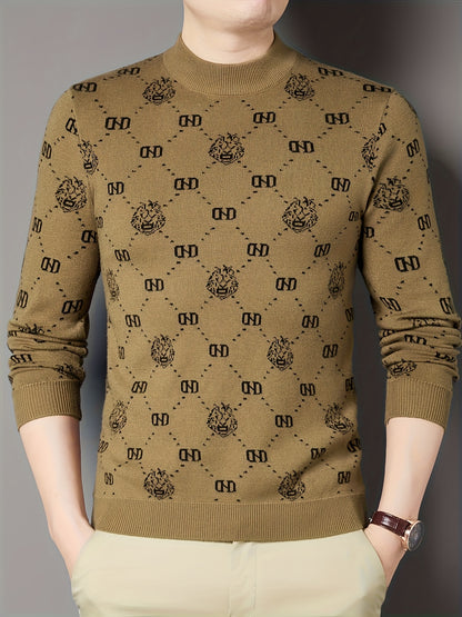 New Men'S Long-Sleeve Knitted Pullover for Autumn And Winter, Featuring Decorative Patterns on a Round-Neck Sweater. It'S a Casual And Stylish Piece That Pairs Well with Various Outfits, Perfect for Daily Wear During The Fall