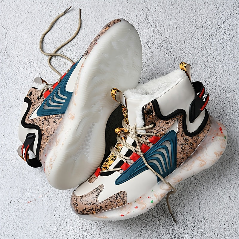 Men'S Winter Snow Boots with TPU Sole & Fleece - Heavy-Duty High-Top Ankle Support, Warm Thermal Insulation, Lace-Up Closure, Thick, Winter Boots, Cold Weather Footwear, Durable Traction Footwear, Outdoor Footwear, Rugged Des