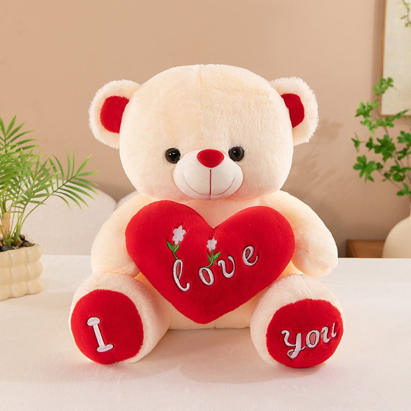 Red Heart Bear Plush Toy - Sitting Teddy Bear with "I Love You" Design, Soft Stuffed Animal for Valentine'S Day, Birthday, or Wedding Gift, Romantic Gift Item, Playful Design, Quality Craftsmanship