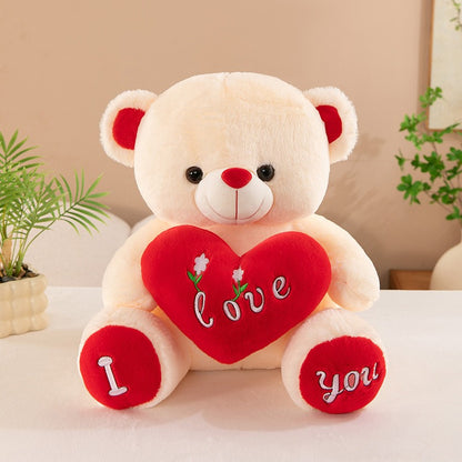 Red Heart Bear Plush Toy - Sitting Teddy Bear with "I Love You" Design, Soft Stuffed Animal for Valentine'S Day, Birthday, or Wedding Gift, Romantic Gift Item, Playful Design, Quality Craftsmanship