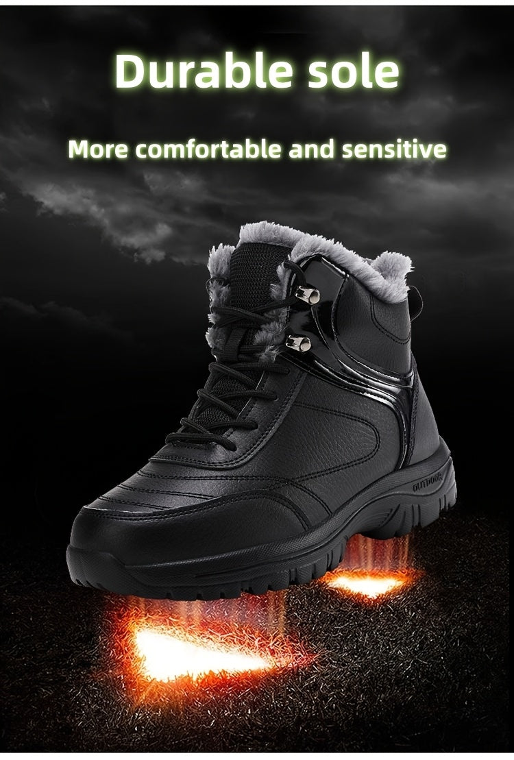 Men'S High-Top Snow Boots for Winter, Featuring Thickened Fleece for Warmth, Designed for Outdoor Activities with Slip-Resistant And Wear-Resistant Properties.