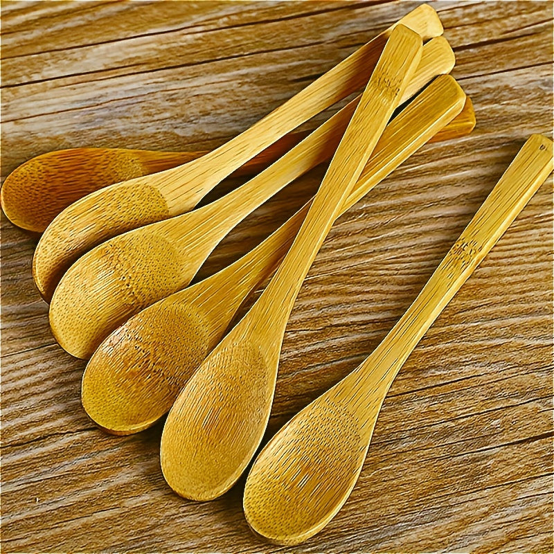 6pcs Wooden Spoon Set, Long Handle, Durable Kitchen Utensils for Coffee, Honey, Ice Cream & Desserts, Anti-Scald, Material