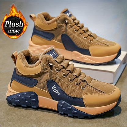 Men'S Stylish Winter Sports Shoes - in And Navy Blue, Featuring Lace-Up Ankle Boots, Thick PVC Soles, Upper Material, Breathable Fabric Lining, Perfect for Casual Wear Throughout The Seasons, Ideal Winter Boots for Men, Fashi