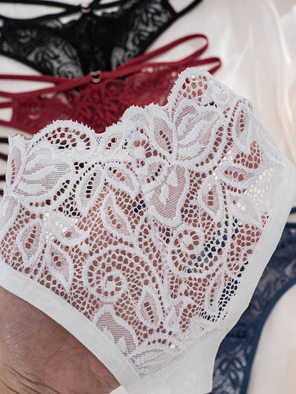 Women's 5-Pack Sexy Lace Thong Panties with Crisscross Straps
