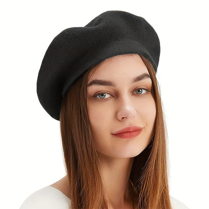 Classic Faux Leather Beret for Autumn and Winter Fashion