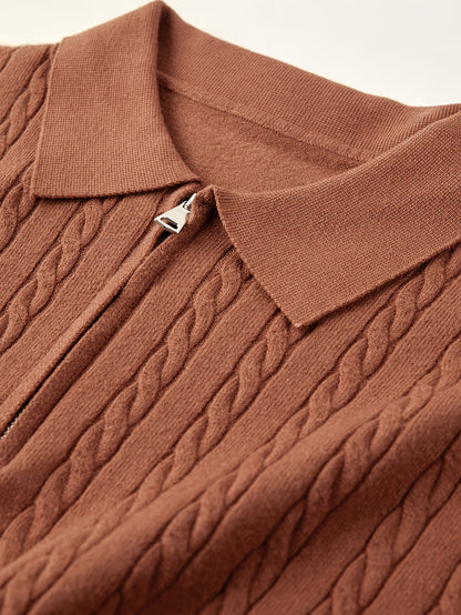 Men's Twisted Flower Knitted Shirt Short Sleeve Ribbed Knitted Shirt Spring and Autumn Lightweight Casual Texture Golf Shirt Collar Sweater Business Commuter Collar Bottom Shirt Top - ayq