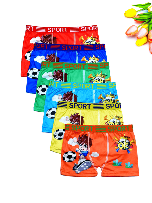 Boys' Breathable Cotton-Blend Briefs with Cartoon Prints - 5 Pack